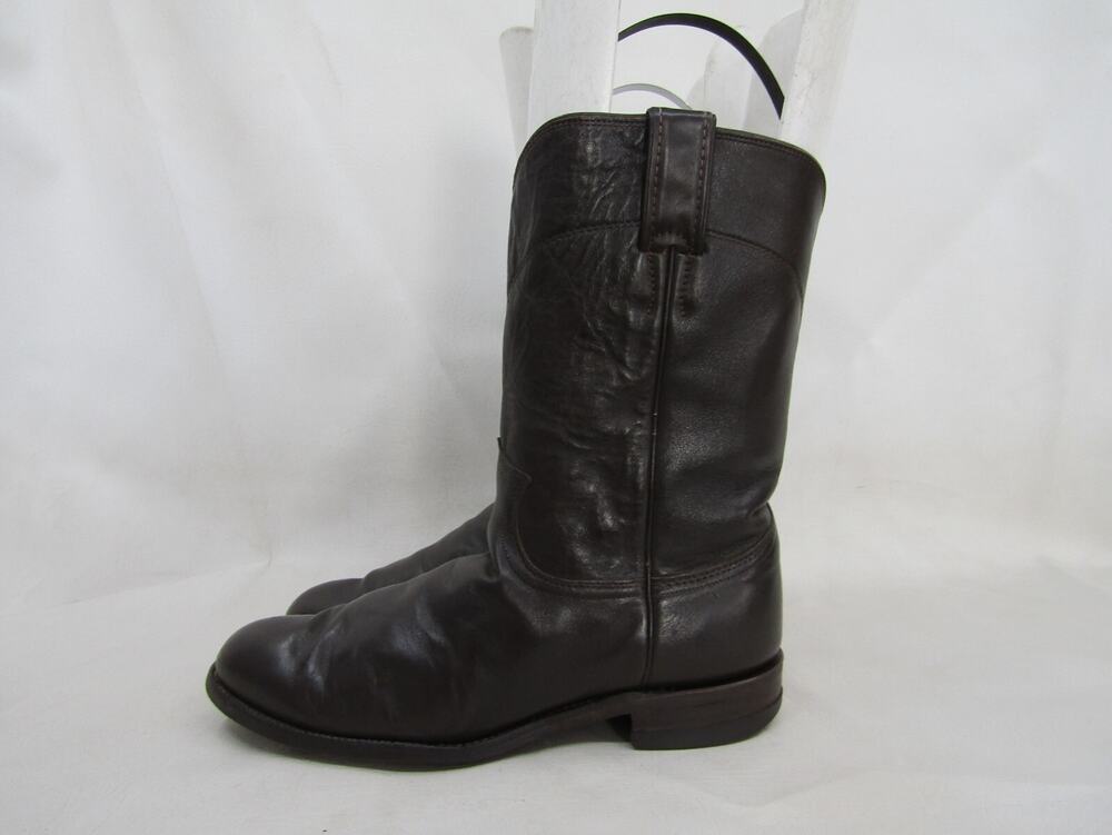 JUSTIN Mens Size 7.5 D Brown All Leather Roper Cowboy Western Boots